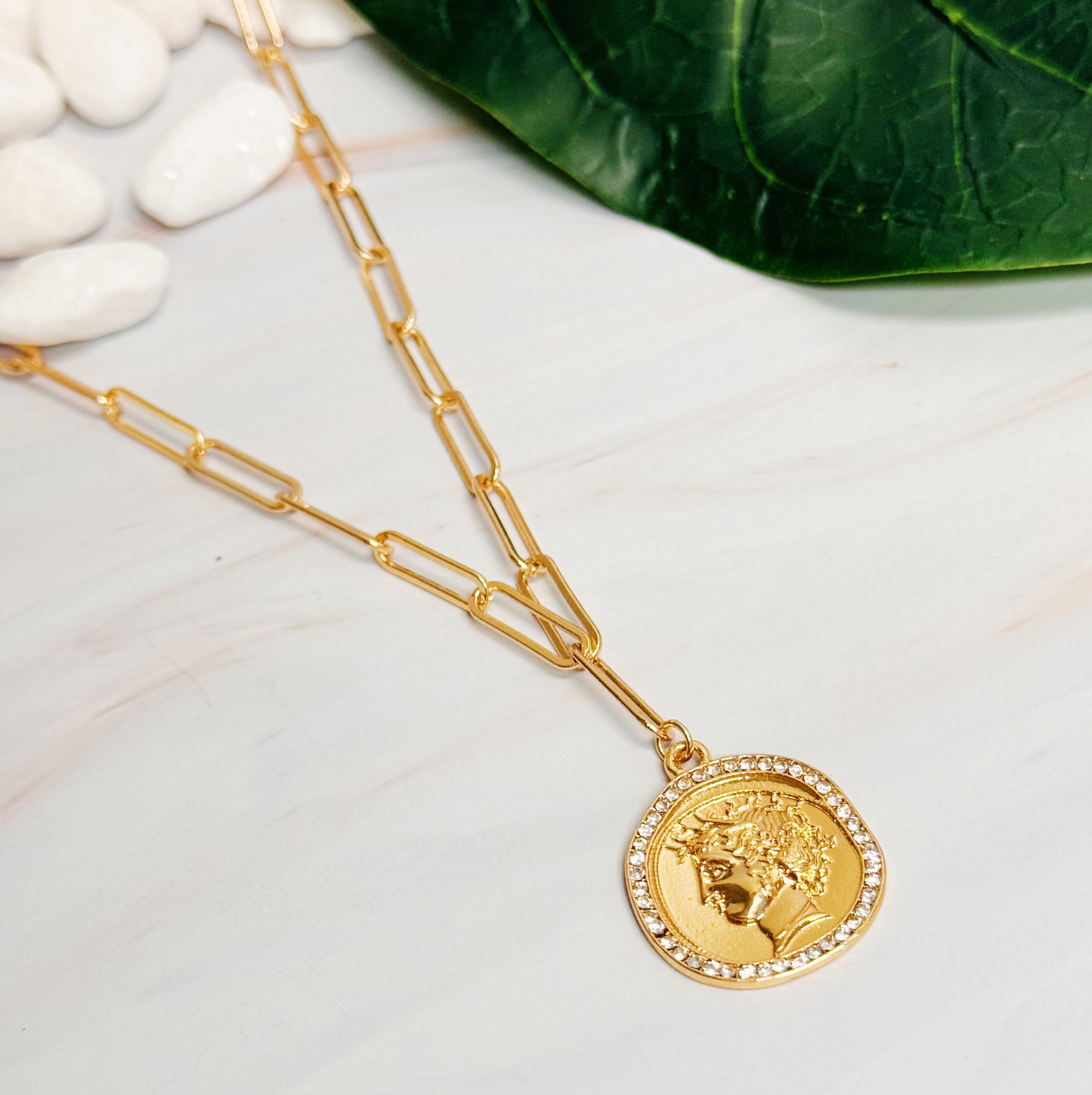 18K Gold Plated Coin Link Chain Necklace